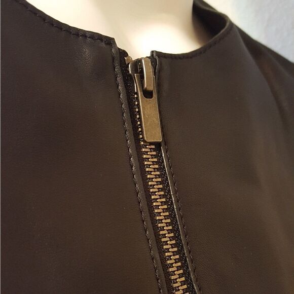 Vince Collarless Leather Jacket Size Sm - Picture 4 of 8